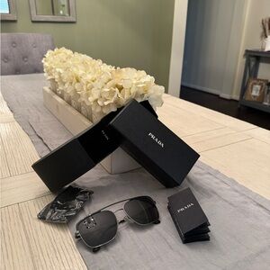 NWT Authentic Prada Sunglasses SPR53V M4Y-5S0 Black-Gunmetal/Grey 59-18-145mm